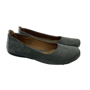 The Root Collective Gaby Flat Gray Nubuck Leather Slip On Comfort Ballet Women 9